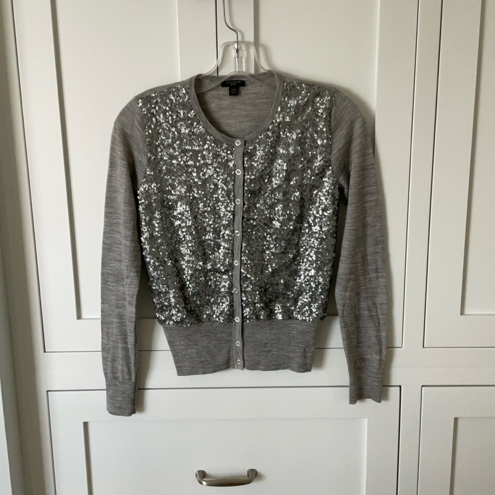 Ann Taylor Silver Sequin Sweater